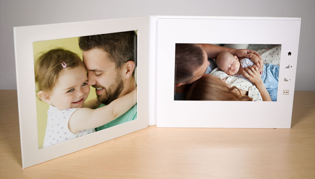 The incomparable feeling you get opening a Deluxe Keepsake Video Book is hard to describe. Life's most precious moments deserve luxurious photo book with video screen inside!